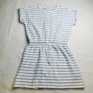 Lou & Grey Womens White Blue Stripe Cloud Cozy Cotton Terry Pocket Dress Size M